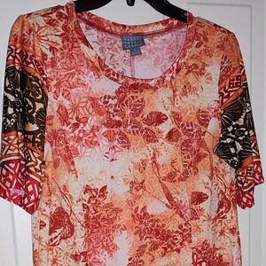 Rabbit Rabbit Rabbit Petite Women's Orange Patterned Dress Size 12